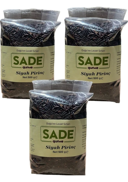 Sade gurme Siyah Pirinç 500 gr. 3 lü Paket