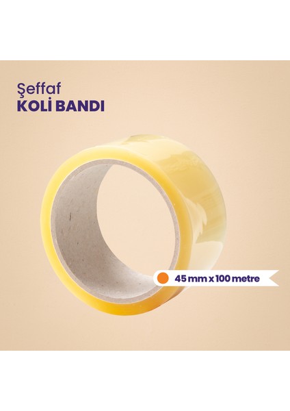 Uka Şeffaf Koli Bandı 45 mm x 100 Metre Yüksek Yapıştırma Kaliteli