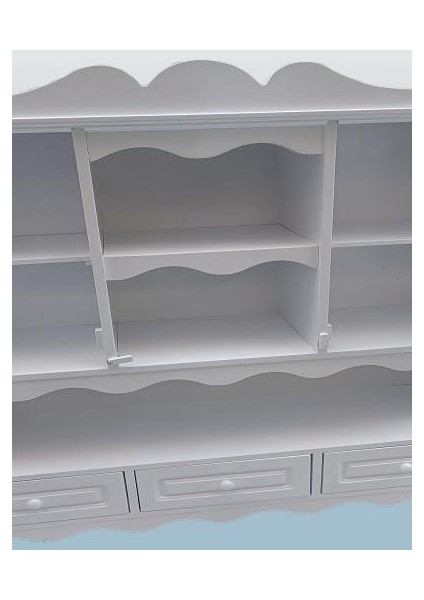 Hobi Adn 90353 Dekoratif Mutfak Dolap 3çekm Terek Mdf Parlak Beyaz Lake El Yapım