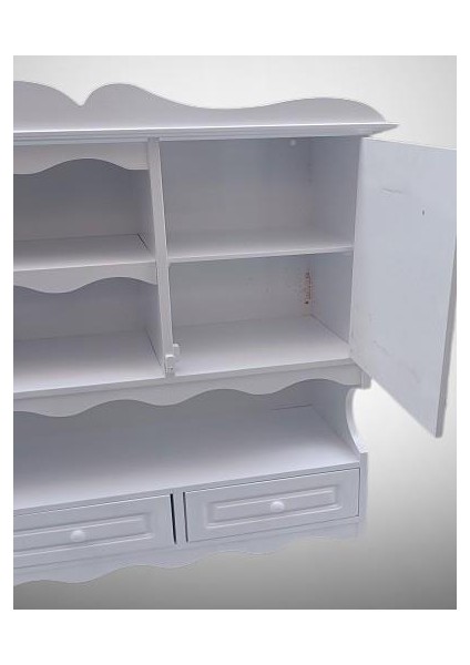 Hobi Adn 90353 Dekoratif Mutfak Dolap 3çekm Terek Mdf Parlak Beyaz Lake El Yapım