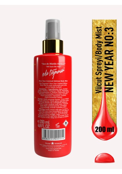 New Year Red No:3 Yılbaşı Vücut Spreyi Body Mist 200 ml