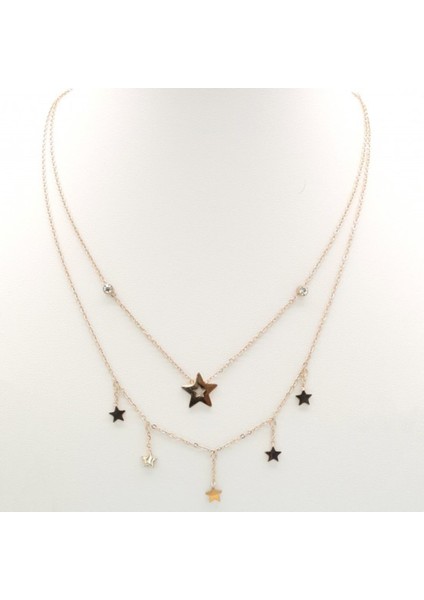 Kadın Yıldız Figürlü Çoklu Çelik Kolye