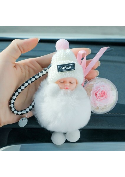 Kızlar Sevimli Bebek Korunmuş Çiçek Peluş Kolye Anahtarlık (Yurt Dışından)