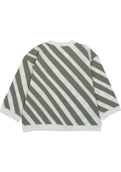 Omzu Çıtçıtlı Verev Çizgi Baskılı Sweatshirt fiyatları