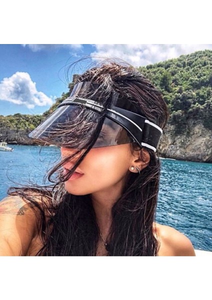 Kadın Güneş Koruyucu Renkli Pleksi Cam Vizör Plaj Şapkası
