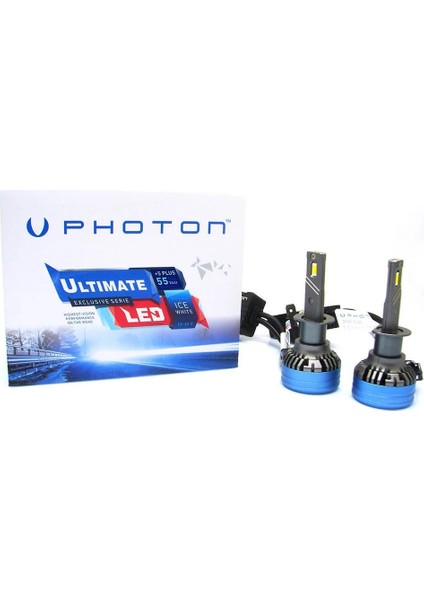 Photon Ultimate +5 Plus Hb4 9006 LED Xenon Far Buz Beyaz Fanlı Canbus 55W 12-24V
