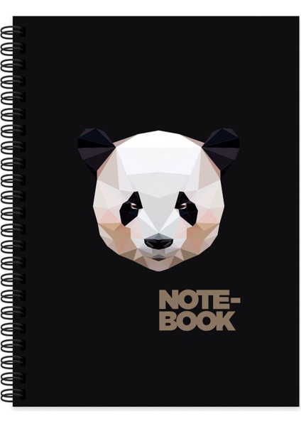 Çizgili Spiralli Sert Kapak Jungle Defter Panda