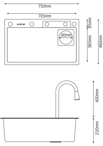 Teknolojik Akıllı Eviye Seti Kombine Basic Nano Siyah KRM1010-BL