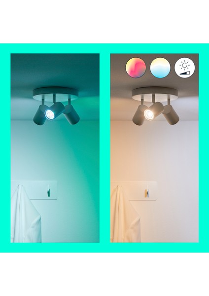 Imageo 3'lü Spot Ayarlanabilir Beyaz ve Renkli Akıllı Tavan Lambası 929003210801