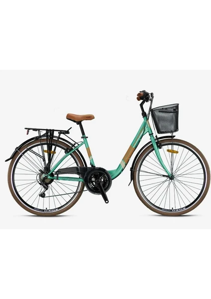 Tetra 3.0 - 28 Jant City Bike - 15' - 21 Vites - V.b. - Mint Yeşili-Kahverengi/bej