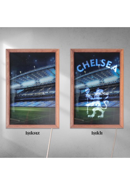 Işıklı Pleksi Futbol Temalı Sürpriz Tablo Chelsea Fc Dekoratif Ayaklı Biblo