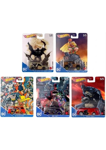 5'li Araba Seti - Hot Wheels Premium Dc Batman DLB45
