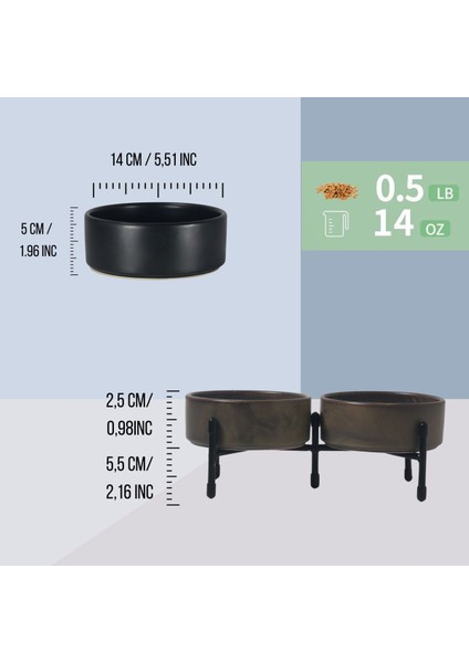 Seramikten Evcil Hayvanlarınız Için Mama ve Su Kapları Metal Ayaklı Çift Taraflı Kullanım Yılmazel