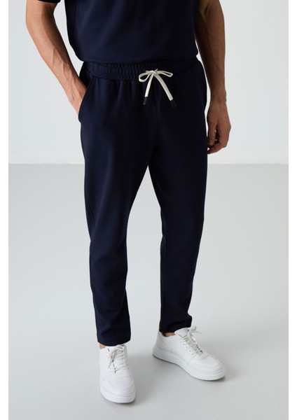 Lacivert Pamuklu Kalın Yumuşak Dokulu Oversize Fit Basic Erkek Eşofman Takım - 85251 indirimleri