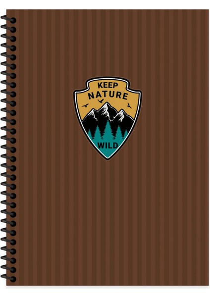 Çizgili Spiralli Sert Kapak Outdoor Defter Kahverengi