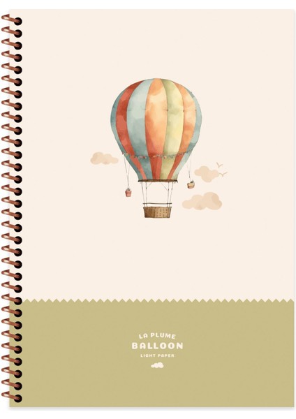 Kareli Spiralli Sert Kapak Defter La Plume Balloon Yeşil 20X28