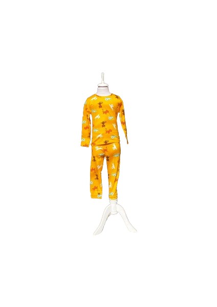 Erkek Çocuk Kedi Desenli Pijama Takımı 2-3 Yaş Desenli