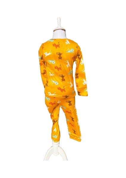 Erkek Çocuk Kedi Desenli Pijama Takımı 2-3 Yaş Desenli