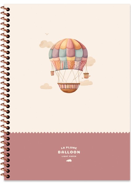 Kareli Spiralli Sert Kapak Defter La Plume Balloon Mor 20X28