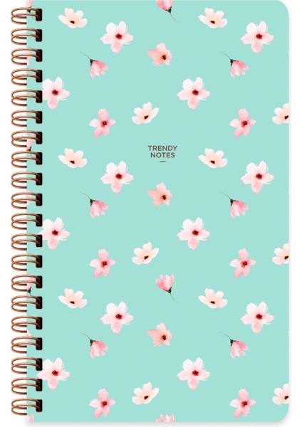 Sert Kapak Düz Spiralli Çiçek Defter Su Yeşili 13X21