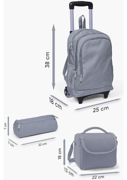 Kids Lavanta Pembe Kalp Desenli Çekçekli 3'lü Çanta Seti SET0123359 modelleri