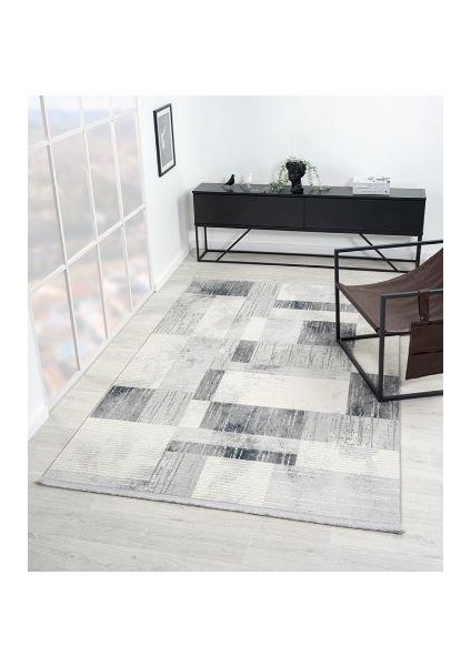 London Ly005g Gri Antrasit Modern Desen Salon Halısı