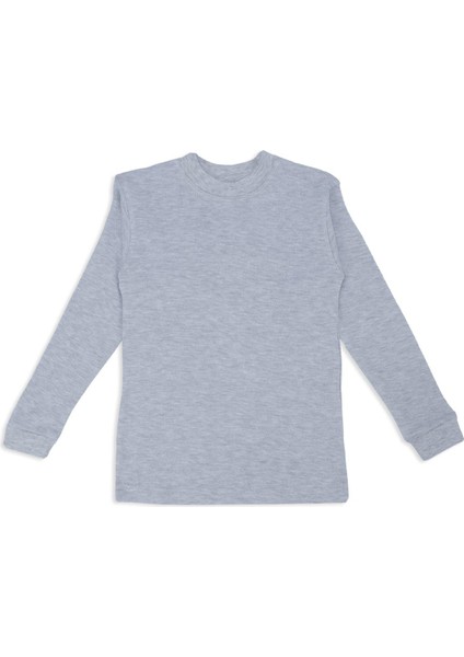 Unisex Erkek Kız Çocuk Uzun Kollu Düz Sweatshirt Bisiklet Yaka Badi