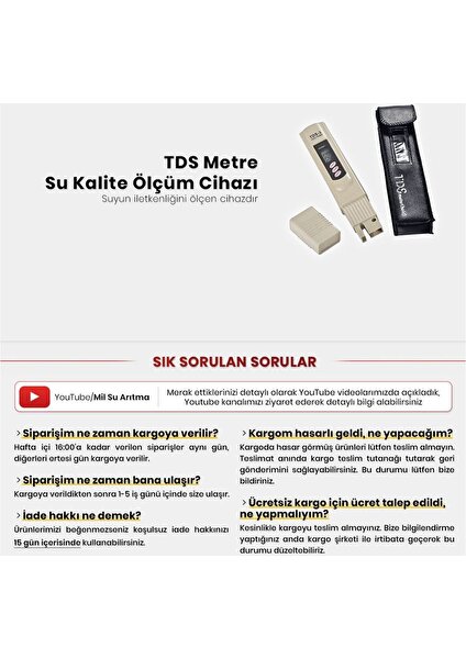 Tds Metre Su Kalitesi Ölçüm Cihazı Termometreli Tds Ölçer