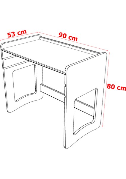 Yükseklik Ayarlı, Mdf Çalışma Masası 90*53 cm Beyaz