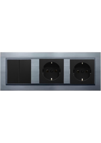 Quantum Gümüş 3'lü Set Komütatör, Topraklı Priz ve Topraklı Priz Set