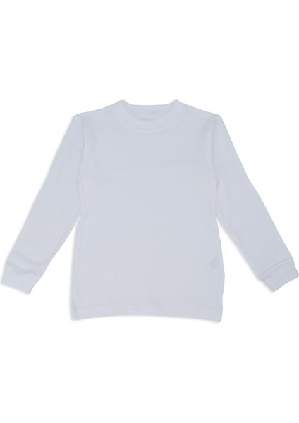 Unisex Erkek Kız Çocuk Uzun Kollu Düz Sweatshirt Bisiklet Yaka Badi
