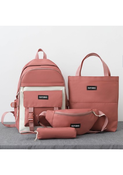 Öğrenci Okul Çantası Ders Çantası Dört Parçalı Set Kampüs Sırt Çantası (Yurt Dışından)