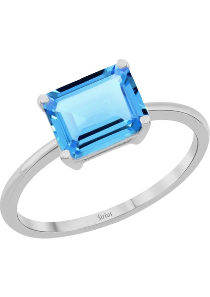 Oktagon Kesim Mavi Topaz Taşlı Nerissa Yüzük 0402R0053