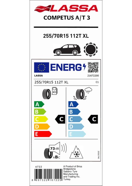 255/70R15 112T Xl Competus A/t 3 Dört Mevsim Lastik (Üretim YILI:2024)
