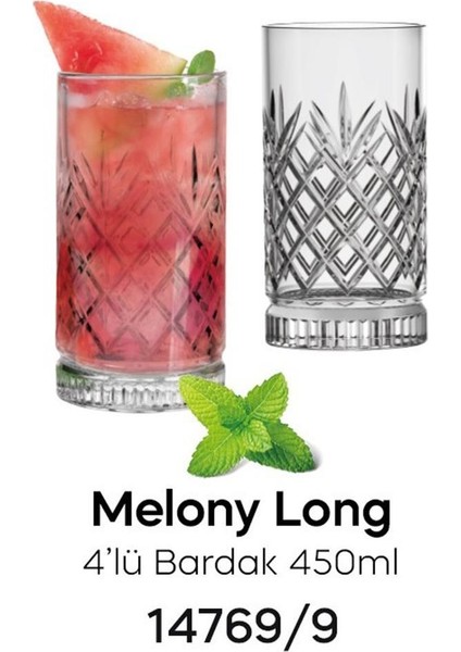 Melony Long 4`lü Bardak 450ML