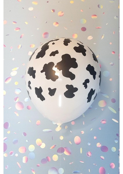 Inek Desen Baskılı Balonlar 12" Inç Balon Çiftlik Temalı Doğum Günü Balonları 10 Lu