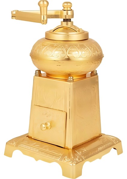 Vintange Kahve Karabiber Öğütücü Değirmen Kollu Büyük Boy Gold Sarı