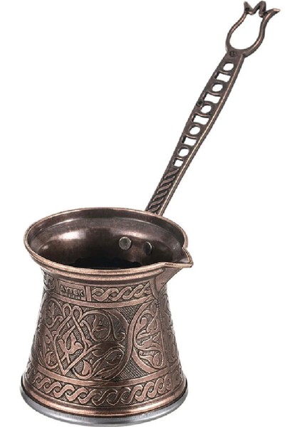 Osmanlı Motifli Indüksiyon Tabanlı Zamak Cezve No 2 Bakır Renk