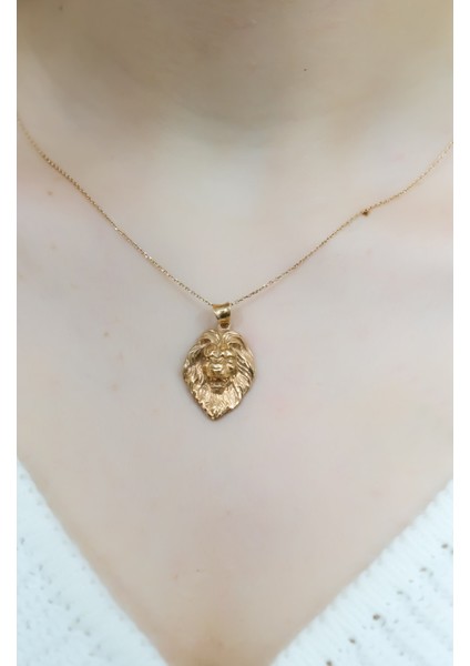 Aslan Baş Kolye 14 Ayar A043521