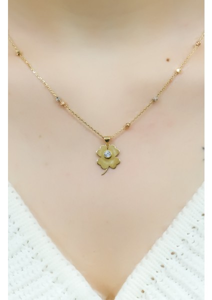 Dorika Zincirli Yonca Kolye 14 Ayar A053267 fiyatları