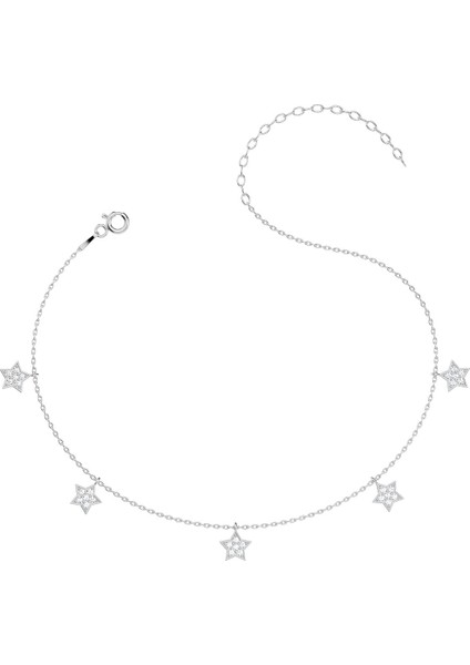 Küçük Yıldız Beyaz Gümüş Halhal