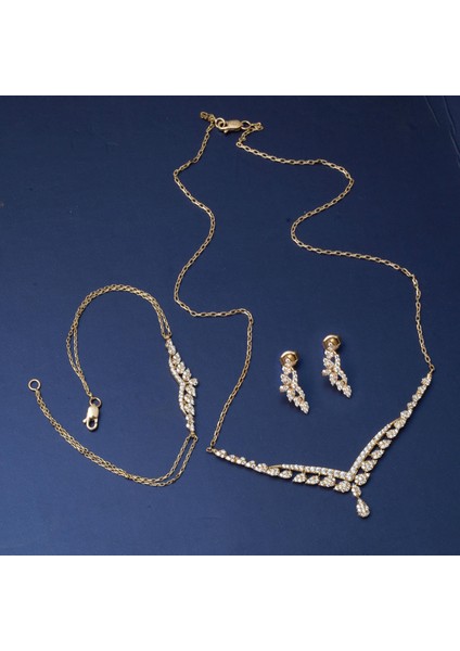 14 Ayar Damla Tasarım Altın Üçlü Söz Seti