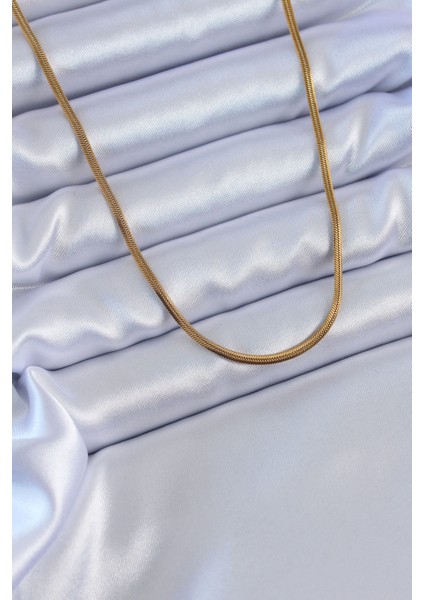 316L Çelik Gold Renk Ince Italyan Zincir Model 60 cm Kadın Kolye - TJ-BKO7663