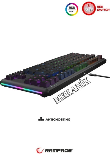 Claw Red Switch Rainbow Tkl Mekanik Gaming Oyuncu Klavye ( Anti-Ghosting )