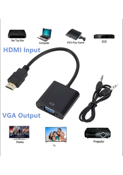 Hdtv To VGA +Ses Fullhd Dönüştürücü Çevirici Aparat Adaptör