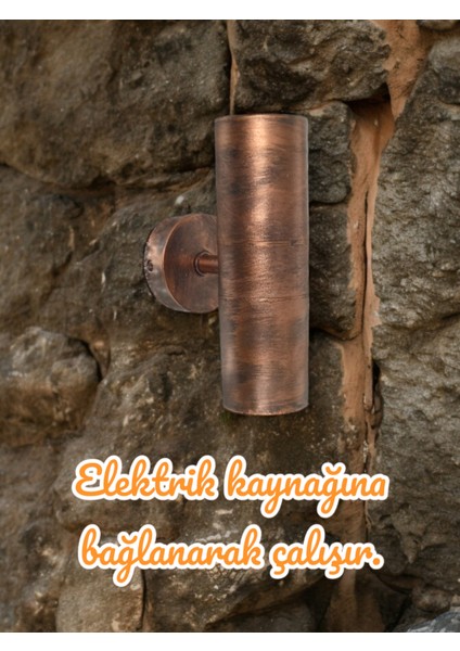 Antik Eskitme 14 Watt Amber Işık GU10 Duy LED Aplik, Sarı Yaldız Armatür, Bahçe, Balkon Teras Apliği modelleri