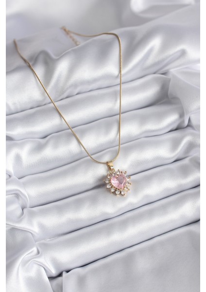 316L Çelik Gold Renk Zirkon Taşlı Kalp Model Kadın Kolye - TJ-BKO8161 fiyatları