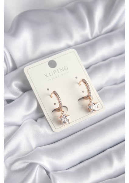 Xuping Model Zirkon Taşlı Yıldız Sallantılı Halka Kadın Küpe - TJ-BKP8317