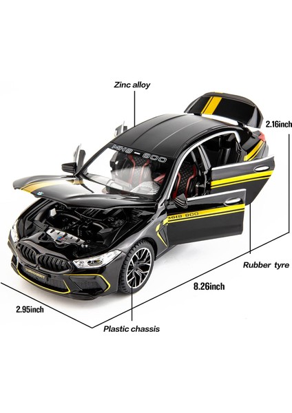 1/24 Bmw M8 Oyuncak Araba ile Uyumlu, Alaşım Döküm Yarış Koleksiyonu Geri Çekin Model Araba Ses ve Işık ile Erkek Çocuklar Için Oyuncak Araç Hediye (Siyah) (Yurt Dışından) fiyatları