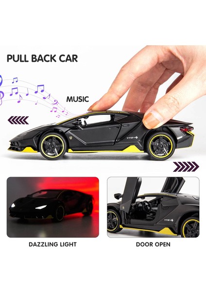 1:32 Lamborghini LP770 Model Araba Için Uyumlu, Çinko Alaşım Geri Çekin Oyuncak Araba Çocuklar Için Ses ve Işık ile Erkek Kız Siyah (Yurt Dışından) modelleri